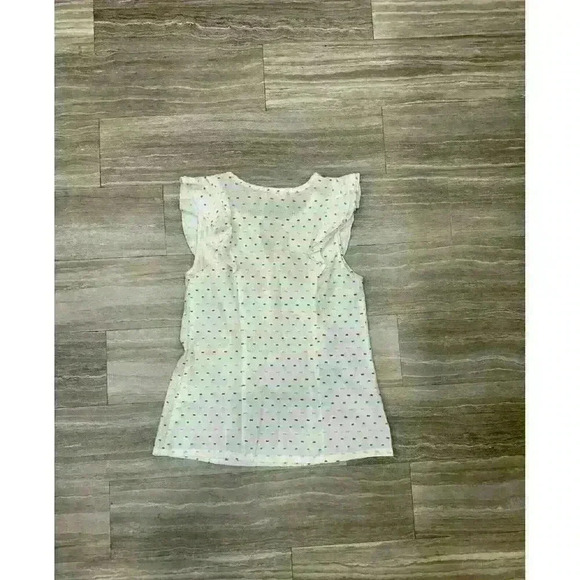 Mod Cloth White Ruffle Sleeveless Tank Top with Stitched Polka Dots Womens S - Picture 7 of 7